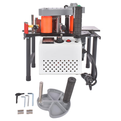 Portable Edge Bander Machine, Straight & Curved Edge Banding, Double-Sided Glue Coating, Adjustable Speed 5–10m/min, 110V, for ABS PVC MDF Acrylic