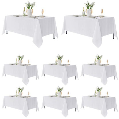 Fitable 8 Pack Table Cloth Rectangle Table: Stain and Wrinkle Resistant Tablecloth Rectangular, Washable Polyester Tablecloths for Wedding Party Dining Banquet Event Catering(White, 70x108 Inch)