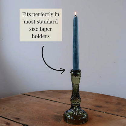 Candlestock Beeswax Taper Candles – Standard 7/8" Diameter, Pure 100% Natural USA Beeswax, Cotton Wick, Dripless, Long-Burning, Handmade in Woodstock, NY- 12 Inches - 1 Pair (2 Candles) - Teal