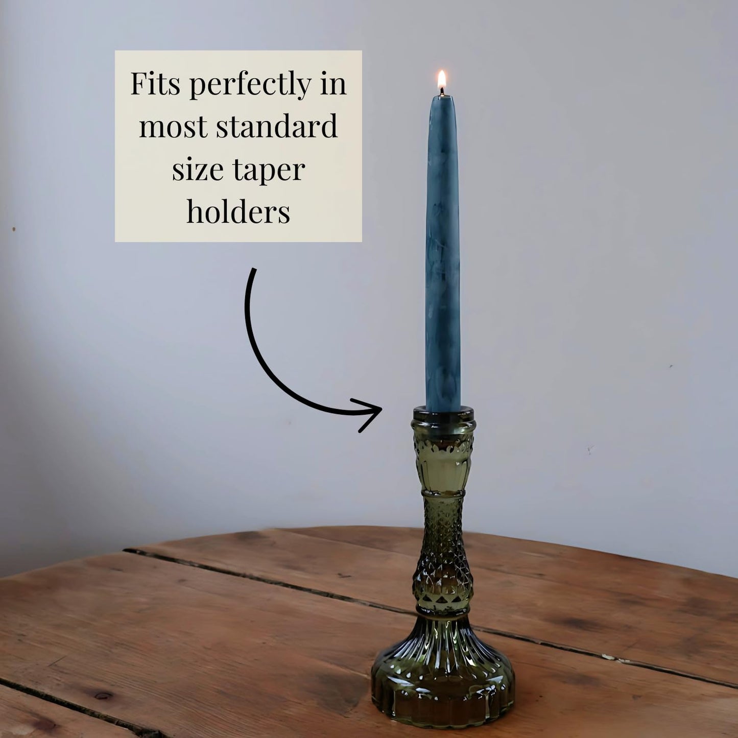 Candlestock Beeswax Taper Candles – Standard 7/8" Diameter, Pure 100% Natural USA Beeswax, Cotton Wick, Dripless, Long-Burning, Handmade in Woodstock, NY- 10 Inches - 1 Pair (2 Candles) - Teal
