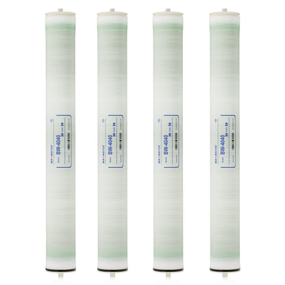 Max Water Brackish Water RO Membrane Element-BW-4040 2400 GPD, Commercial Reverse Osmosis size 4" x 40" good for Industrial, Municipal, Waste Water Re-Use, Car Wash, Whole House etc. (Pack of 4)