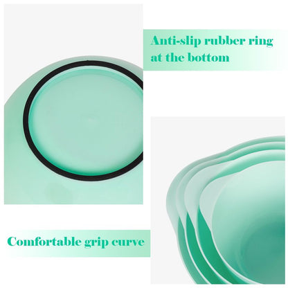 BoxedHome Nesting Plastic Mixing Bowl Set, 4 Piece Mixing Bowl Set with Pour Spouts, Size 1.7, 2.5, 3.5 and 4.5qt, for Prepping, Mixing, Baking, Cooking(2023 New Version, Green)