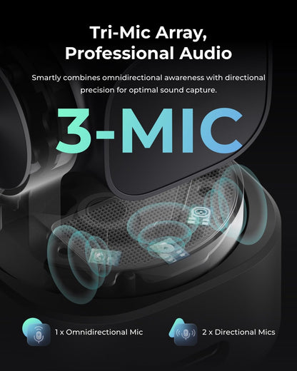 OBSBOT Tiny 3 AI-Powered Spatial Audio 4K Webcam, AI Tracking PTZ Camera with 1/1.28" Sensor, Tri-Mic, Voice & Gesture Control, 120FPS, HDR, Web Cam for PC, Laptop, Streaming, Meeting, Switch 2, etc.