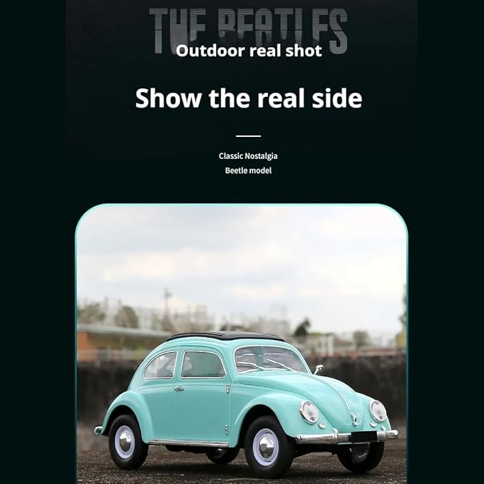1:16 Scale Remote Control Car Simulation Classic Beetle Model 2.4GHz 4CH High Speed Retro Racing Sport Car with LED Ligjhts Mini Drift Cars for Adult - Blue
