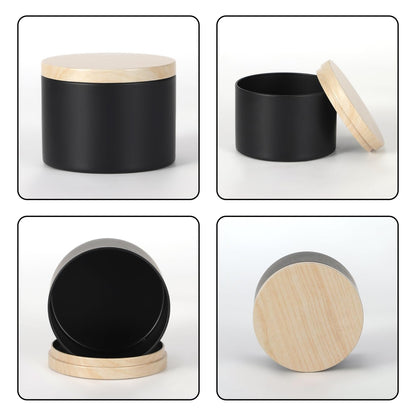 SONVIIBOX 24 PCS 8oz Candle Tins, Black tins with Wood-Grain Metal lids,Candle Jars for Making Candles Bulk,8oz Candle Jars,Tin Jars for Candle Making
