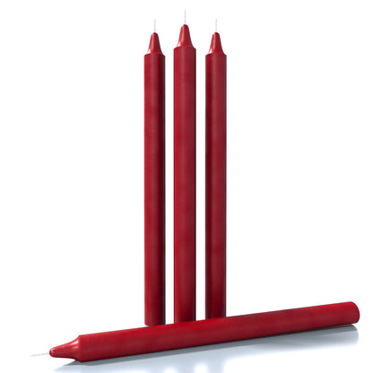 CANDWAX Bordeaux Taper Candles Pack of 4 - Slow Burning Dripless Unscented Straight Candles 10 inch - Ideal for Dinner Table - Smokeless Long Candlesticks