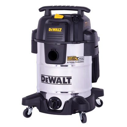 DEWALT 10 Gallon STEALTHSONIC Wet and Dry Shop Vacuum, Ultra Quiet Heavy Duty With Attachments, Powerful Outdoor Vac for Car, Garage, Workshop, Jobsite, Patio, DXV10S-QT, 5 Peak HP