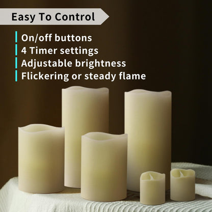 FURORA LIGHTING Ivory Flameless Candles - Real Wax, Adjustable Brightness, Remote & Timer - 4 Pillars (3x4, 3x6) and 4 Votives, 8-Pack, Battery Operated