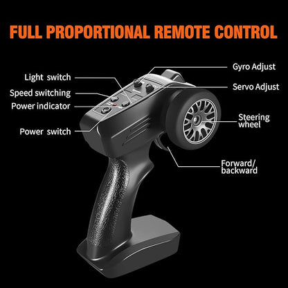 ACAMMZAR RC Drift Car Pro Upgraded with Gyro 1:24 Full Proportional Remote Control Car 25KM/H 4WD High Speed RC Cars with Lights Extra Racing Tires Vehicle for Adults Kids Boys Girls Blue