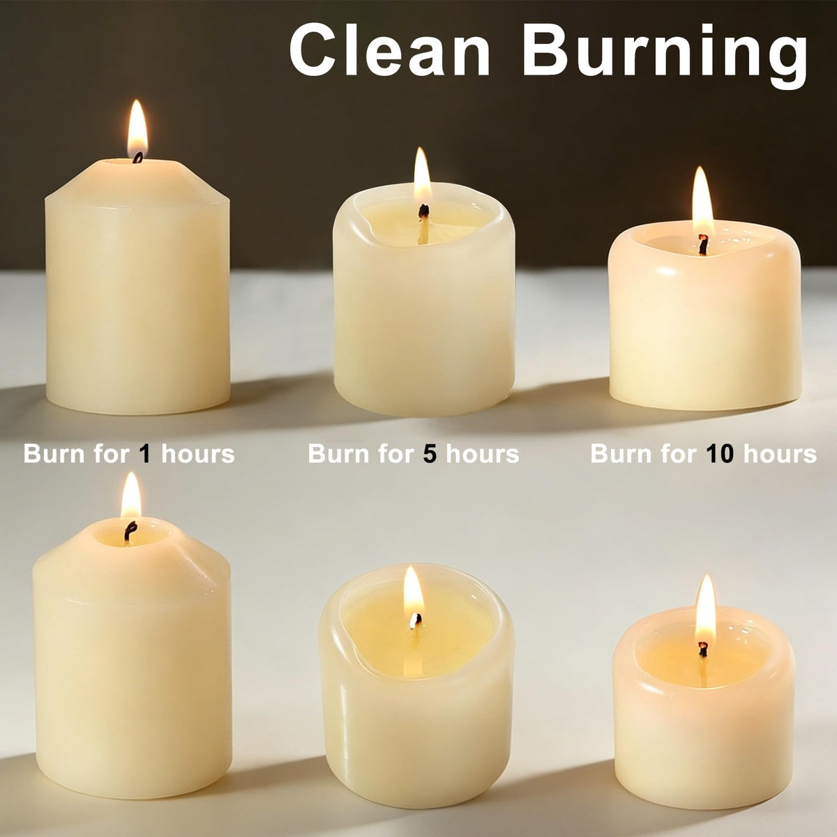 UGBEM Pillar Candles Ivory 2x3 Inch - 6 Pack Unscented Candles Bulk for Emergency Home Decor - Long Lasting Smokeless Dripless Household Candle for Wedding Table Centerpieces Dinner Party Decor