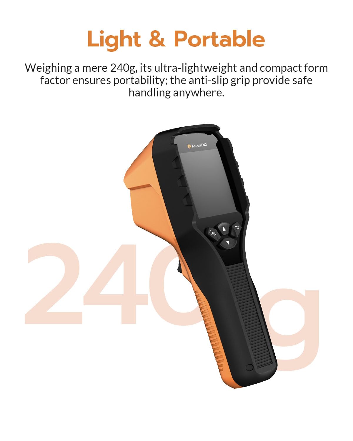 AccuMEMS GT14S Thermal Imaging Camera with Thermometer Mode, Ultra-Light 240g, -4°F~1022°F Range, 14H Runtime, Live Tracking with Edge-Enhanced Display, Infrared Camera for HVAC/Electrical Inspection