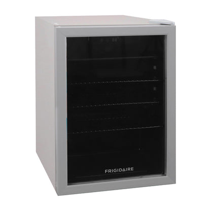 Frigidaire Beverage Fridge Refrigerator with Glass Door, Compact Mini Fridge with Digital Temperature Control Fits 87 Cans or 24 Bottles - 19.29" D x 25" W x 17.51" H, Silver