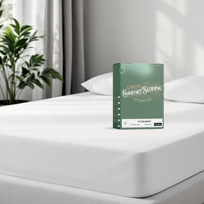 TEXAS LINEN CO. 100% Organic Cotton Percale Weave Fitted Sheet Twin XL Size, White, 1 Deep Pocket Twin XL Fitted Sheet, Fits Mattress Upto 16" Crisp and Cool Bed Linen, Luxury GOTS Certified Sheets