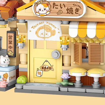Lucky Cat Building SetOpenable Taiyaki Shop 923PCS Mini Brick Building Toy for Boys Girls Age 8+