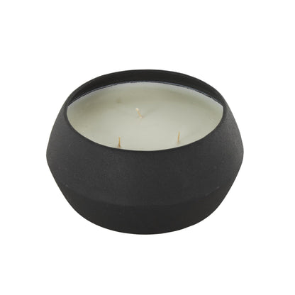 Deco 79 Metal Decorative Candle Tangerine Splash Scented Textured 30oz 3 Wick Aromatherapy Candle with White Wax, Wax Aromatherapy Candle 4" x 4" x 2", Cream
