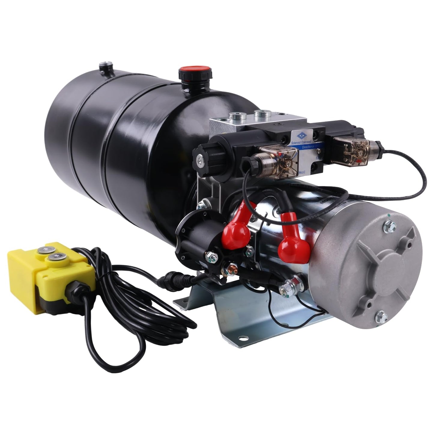 Solarhome 12V DC Double Acting Hydraulic Power Unit 10 Quart Steel Tank 1.6KW 2600PSI SAE 8 Ports with Remote Control Compatible with Dump Trailer and Car Lifting