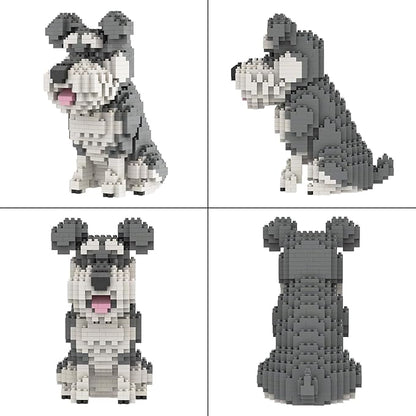 Larcele Micro Building Blocks Animal Set DIY 3D Building Toy Bricks934 Pieces KLJM-05(Schnauzer)