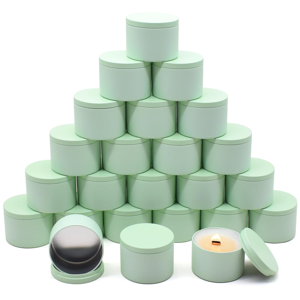 YJHSS 24-Pack 8oz Candle Tins with Lids, Metal Candle Jars for Candle Making, Empty Containers Vessels Bulk for Small Business & Beginners DIY Storage -Green