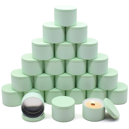 YJHSS 24-Pack 8oz Candle Tins with Lids, Metal Candle Jars for Candle Making, Empty Containers Vessels Bulk for Small Business & Beginners DIY Storage -Green
