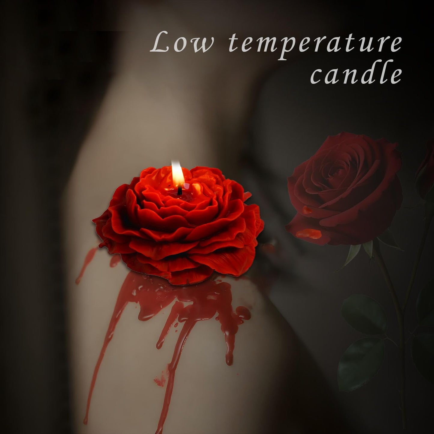 118.4°F 2 Pcs Low Temperature Candles Peony Flower Shaped Scented Candles Low Heat Body Safe Candles Wax Play for Couples Date Night (2, Wine red)
