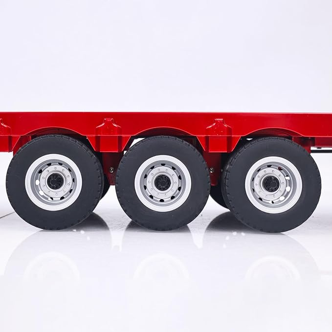 US in Stock Plastic Semi Trailer Flatbed 1502 for 1/18 Remote Control Tractor Truck Huina 1501 Electronic Support Legs Tail Board Hobby Grade Model for Birthday Gift(Red)