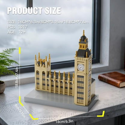DAHONPA Micro Mini Big Ben Building Block Set (1017 Pcs) Famous Architecture Brick Toy Gifts for Adults