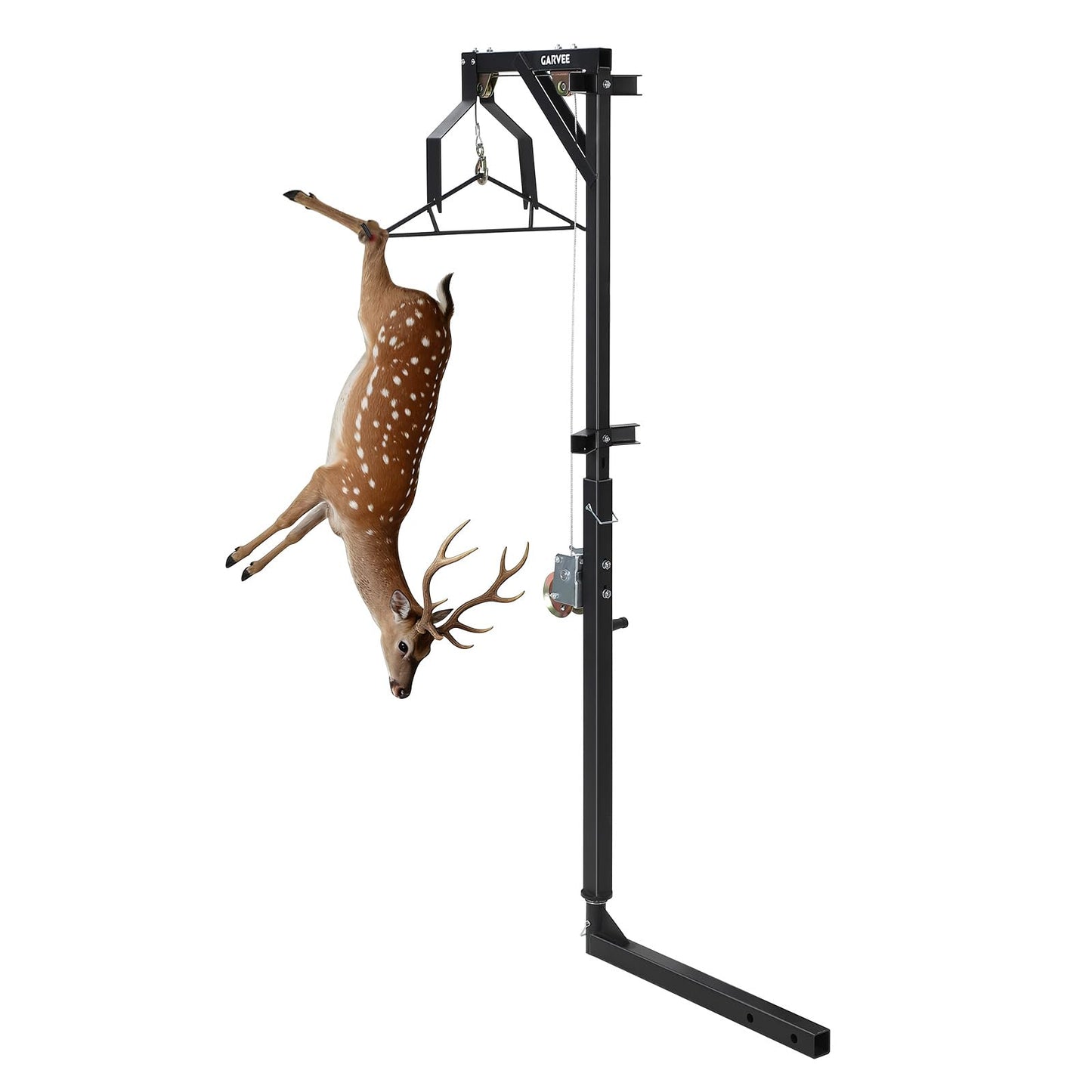 Garvee 2'' Truck Hitch Deer Hoist, 500 LB Load Capacity Heavy Duty Steel Deer Hoist for Truck Hitch with Winch Lift Gambrel Set, Perfect for Field Dressing, Big Game