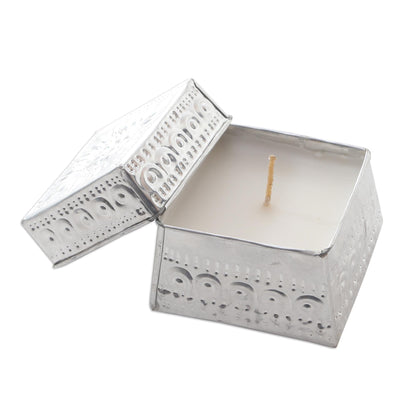 NOVICA Artisan Handmade Aluminum Tinned Candles Beeswax Set of 3 Metallic Indonesia Lamps Lighting Natural Materials Floral [Smallest Piece 1.2in H x 1.6in Diam. Largest Piece 2.4in H x 2.8in Diam.]