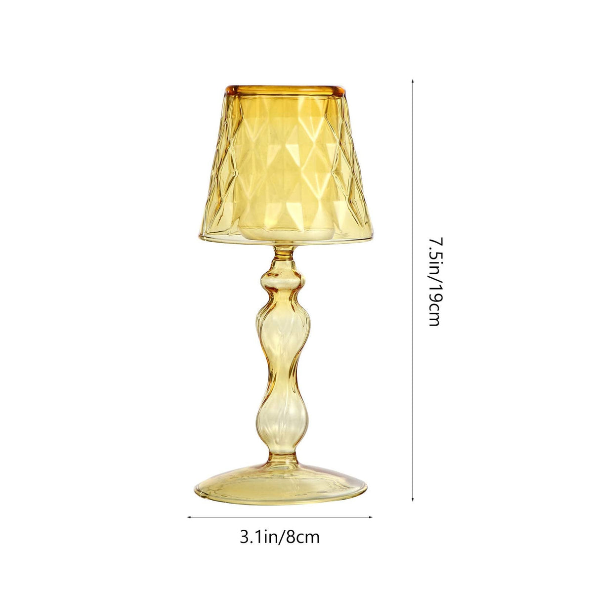 Uonlytech Glass Candlestick Holder 7.48 Inch Clear Decorative Candle Stand for Home Bedroom Office Table Centerpiece Modern Candleholder