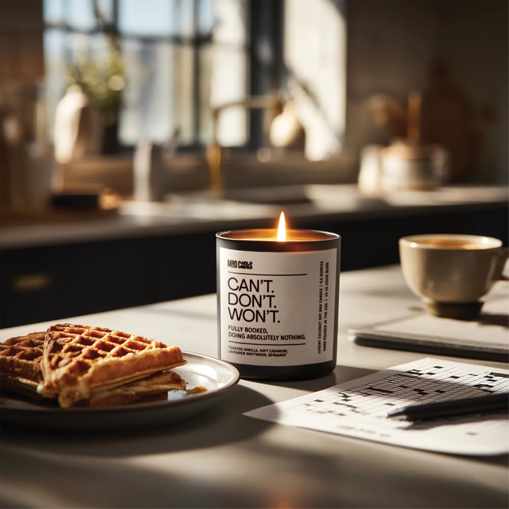 Mad Candles – Can’t. Won’t. Don’t. | Luxury Scented Candle for Relaxation & Home Décor | 9.5oz Coconut Soy Wax | Non Toxic Long Burn Candle Jar | Cozy Bedroom & Living Room Candle