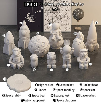 Space Planet Resin Molds Silicone，【4-Piece Set】 Epoxy Resin Space Astronaut Silicone molds,3D Resin Spaceballs Molds, Small Rocket Silicone Model, Space Rabbit DIY Gift Sets for Teens(【Kit 2】)