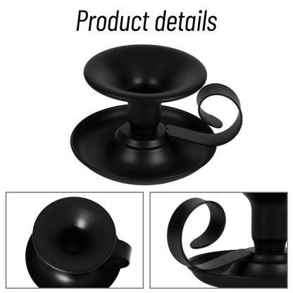 Candle Holders – 2pcs Retro Iron Taper Candlestick Holder Centerpieces for Wedding, Party, Xmas, Home Table Decor (Black,2pcs)