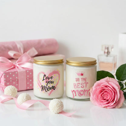 Vanilla Scented Candles for Mothers Day, Best Mom Ever Decor- Unique Mothers Day Decorations for Table, Christmas, Birthday Gifts for Mom from Daughter, Son, 7oz Soy Wax 25H Burn Time