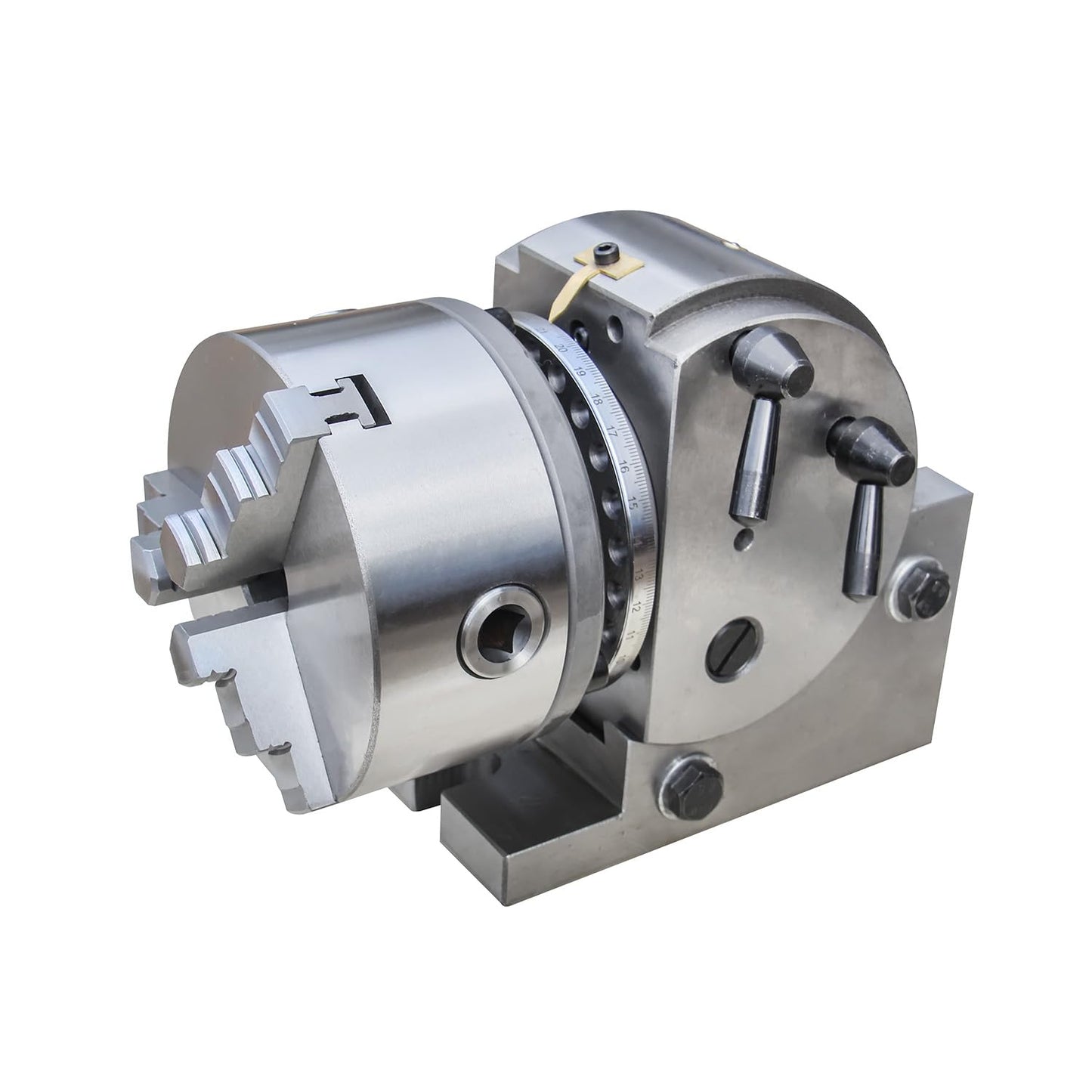 KAKA INDUSTRIAL Dividing Head 5 inch 3-Jaw Chuck, MT2 Tailstock and Dividing Plates | Milling Machine Indexing Attachment for Precision Gear Cutting BS-0