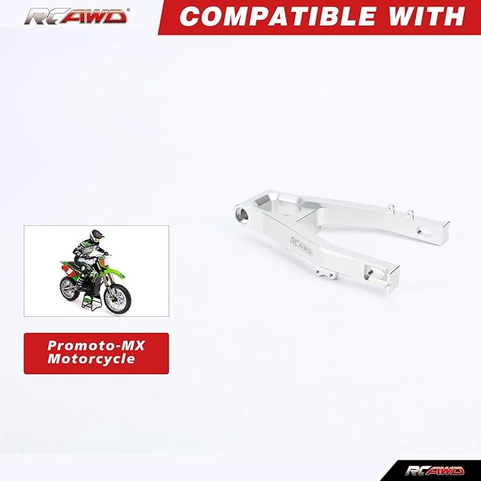 for Losi Promoto MX 7075 Rear Swing Arm Adjustable Wheelbase 1/4 Motorcycle RTR Pro Circuit Club MX Upgrades RCAWD Aluminum Parts # LOS264000 Silver