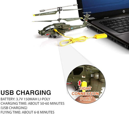 POCO DIVO Apache AH-64 Helicopter RC Flight Infrared 3CH AH64 S109 Gyro Military Aircraft Model S109G
