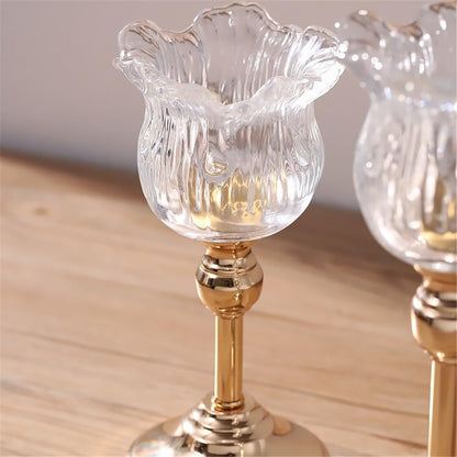 cfycfy987 Candelabra European Crystal Glass Tall Candle Holder Candlelight Dinner Table Decoration Home Furnishings Candle Sticks Holder(Large)