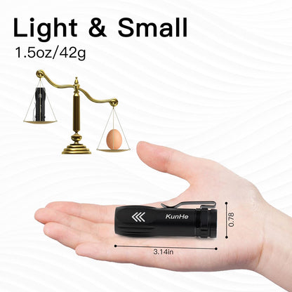 KunHe 5 Pack Small Rechargeable Flashlights Bulk USB-C Mini High Lumen Flashlight Clip-on Portable Pocket Flash Light for EDC Emergency Home Use