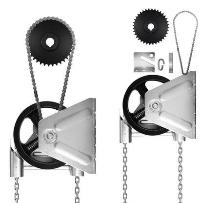 ZUIWAN 4:1 Reduced Drive Heavy Duty Garage Door Jackshaft Chain Hoist Opener - Wall Mount Chain Hoist for Roll Up Doors