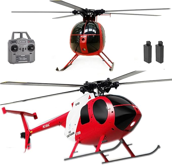 335MM MD500 C189 Remote Control Helicopter Aircraft Add Optical Flow Positioning 1/28 Scale RC Heli Maintain Altitude Hover RTF US Rescue Helicopter RTF 2Batteries