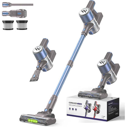 MBTTODF Cordless Vacuum Cleaner,Vacuum Cleaner for Home with Brushless Motor,Lightweight Stick Vacuum with Self-Standing and Touch Screen,Hardwood Floor Vacuum for Pet Hair,Carpets,Tile(Sky Blue)