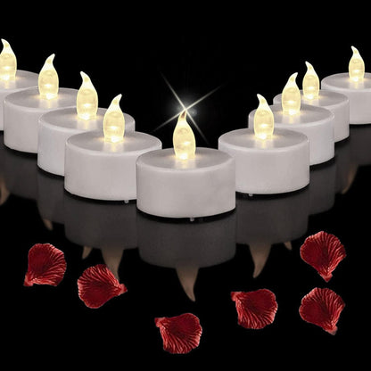 LED Tea Lights Flameless Candles: Battery Operated Bulk 50-Pack Realistic and Bright Flickering Long Lasting 200 Hours Electric Tealight Candles for Home Decor Halloween Christmas Wedding (White)