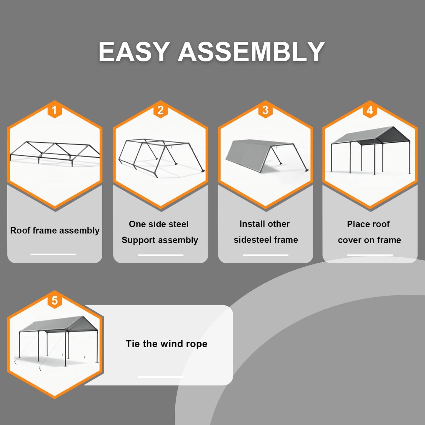 Carport, 12x20 Heavy Duty Portable Garage, Car Port with Storage Shed, Car Canopy Car Tent with Steel Frame All-Season Tarp for Car, Truck, Boat, Party (Grey, 12x20ft)