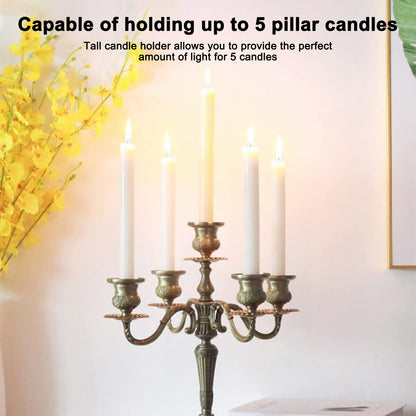 5 Arms Candelabra Scratch Resistant Rustproof Vintage Tall Candelabra for Weddings Parties