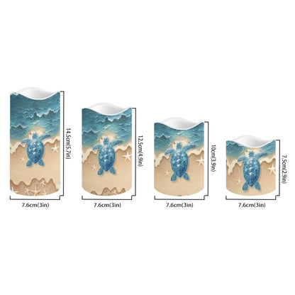 Cozeyat Beach Dolphin LED Pillar Candles 4 Pack Battery Operated Flameless with Remote Control Timer Color Changing for Wedding Birthday Home Garden