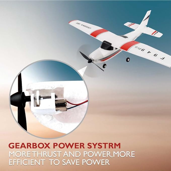 RC Airplane F949pro RC Plane 1020 Motor 3CH 2.4GHZ EPP RC Plane for Adults CESSNA-182 3D6G Gyroscope RTF RC Glider Planes with 2 Batteries Replaceable Parts (LED 2BSL+ Motor)
