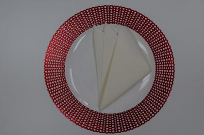 16" Round Placemats (Set of 4), 12 Prefolded 3 ply Napkins, 2 Matching Taper Candles, 2 Glass Candle Holders (Black)
