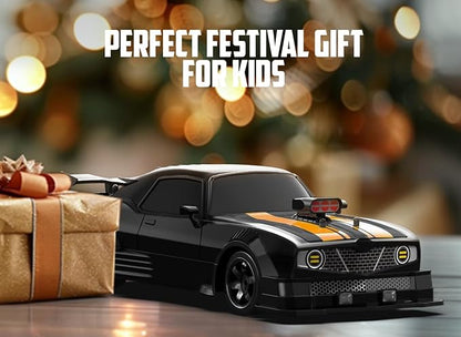 RACENT 1:16 RC Drift Car 2.4Ghz 4WD 18KM/H Remote Control Car with Spray Mist Racing and Drifting Wheels LED Light 2 Batteries Sport Model Toys Vehicle for Kids Boys Adults