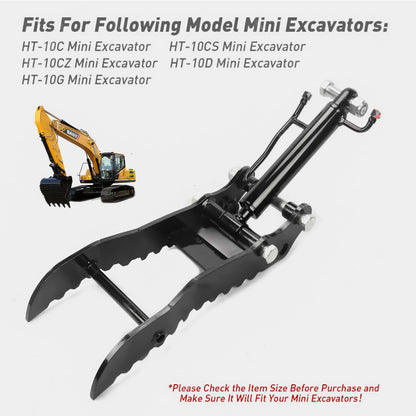 Hydraulic Thumb Claw for 1-3Ton Mini Excavators New Models, Universal Attachment for HT-10 Series, Ideal for Lifting, Scrap & Landscaping