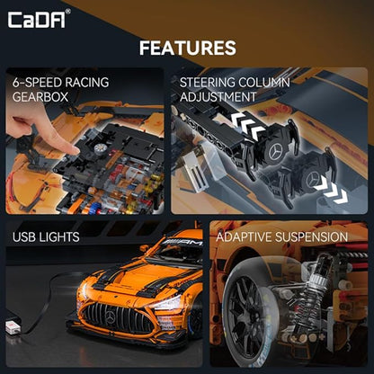CaDA Master C64008W Mercedes-AMG GT3 Building Set1:8 Scale – 5466 PCS Officially Licensed Supercar Model Large Race Car Building Blocks Kit for Adults &amp Teens